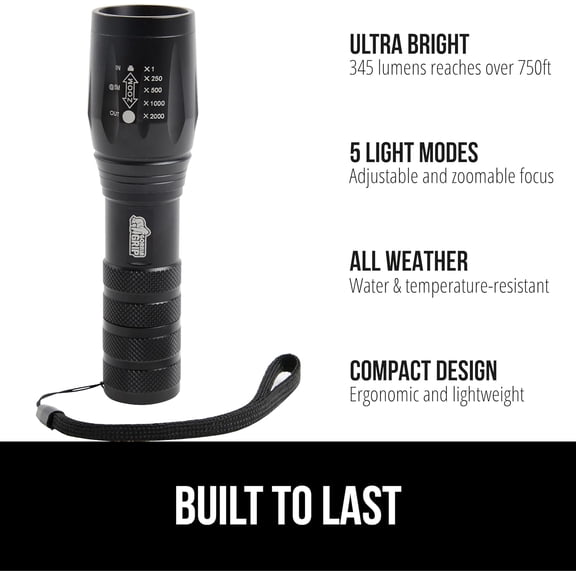 DFVYU-Powerful LED Tactical Flashlight, 750 FT High Lumens 5 Adjustable Modes, Water Resistant, Ultra Bright Zoom Flashlights, Small Mini Flash Light, Camping, Night Dog Walking, 2 Pack Black