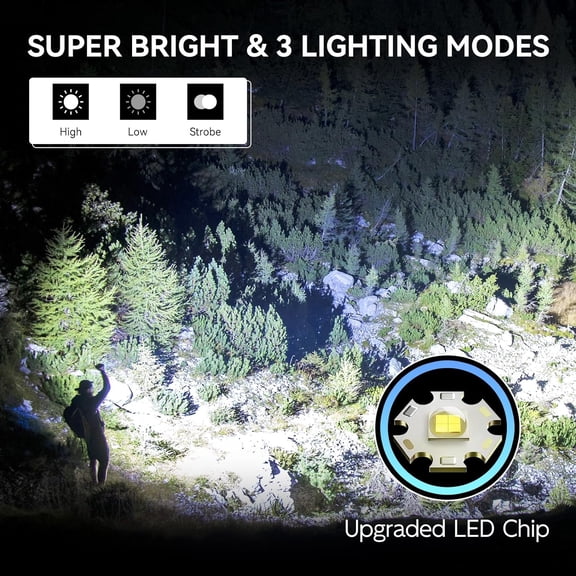 DFVYU-Rechargeable Flashlights High Lumens, 2 Pack 10H Long Lasting Super Bright EDC Flashlight, LED Mini Tactical Flash Lights for Camping Emergency, Drop & Water Resistant (Battery Included)