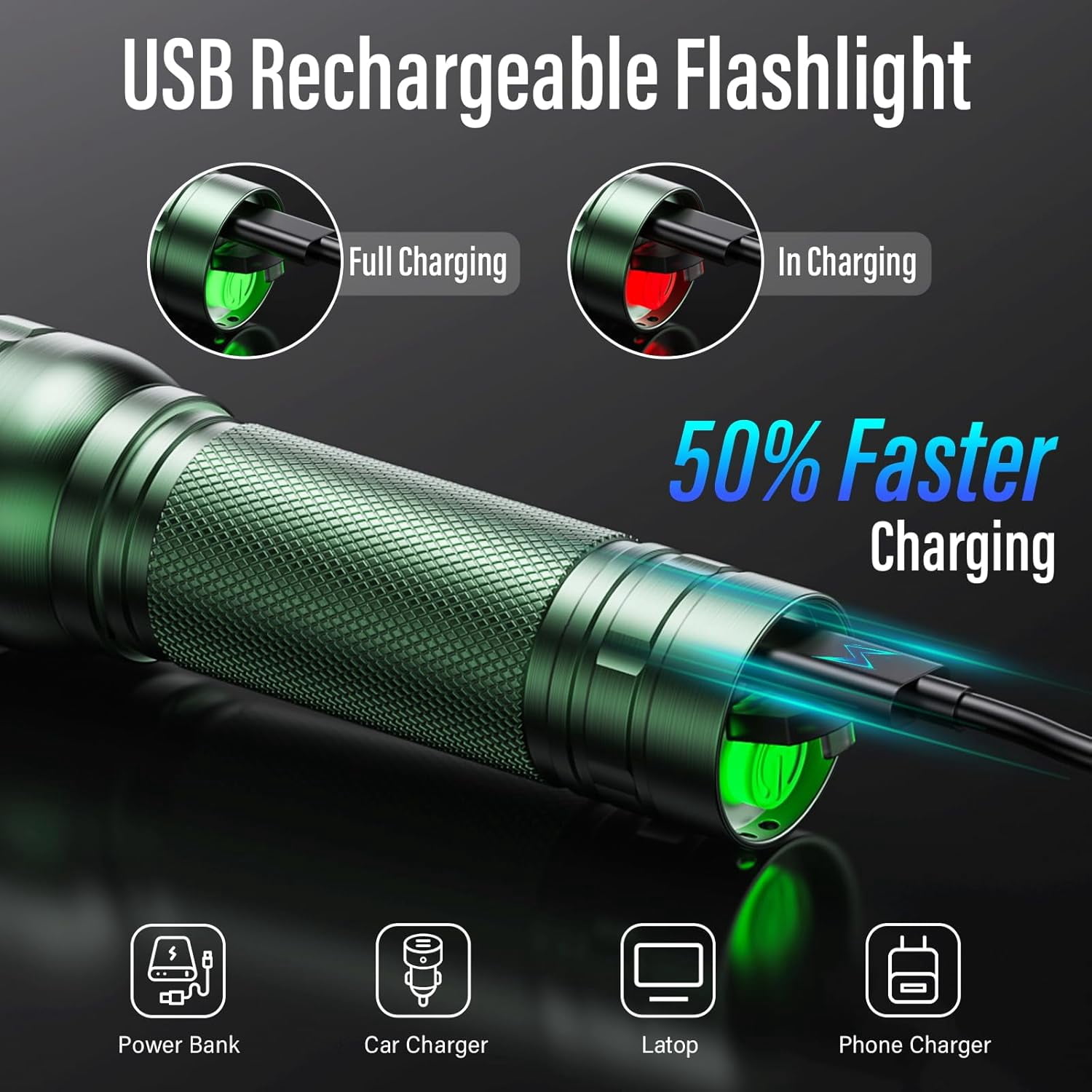 Flashight Light DFVYU-Rechargeable Flashlights High Lumens, G1000 Super Bright Flash ...