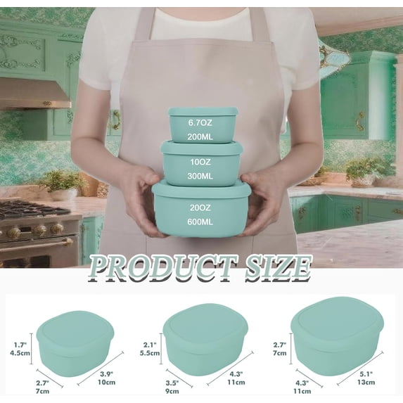 DFVYU-Reusable Nesting Silicone Food Storage Containers, Set of 3 Lunch ...