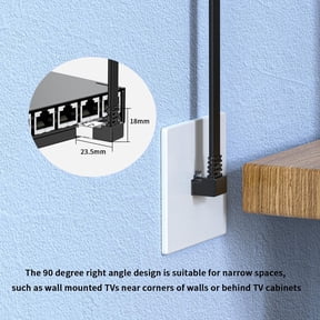 DFVYU-Right Angle CAT 7 Ethernet Cable 10FT,Up Angle 90 Degree Cat 7 RJ45 Network Connector 10Gbps 500MHz,Internet Cable Extender Patch Cords for Gaming,Pc,Router,Modem