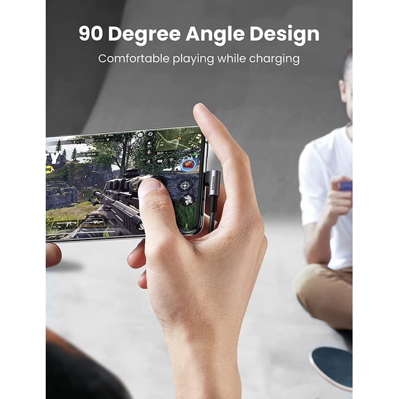 DFVYU-Right Angle USB C Cable, USB A to USB C Cable 90 Degree Type C Cord Compatible with iPhone 16/16 Plus/16 Pro/16 Pro Max/15, Galaxy S24/S23/S10/S10+, iPad mini 6/Air 5, Pixel 8/7, 6.6FT