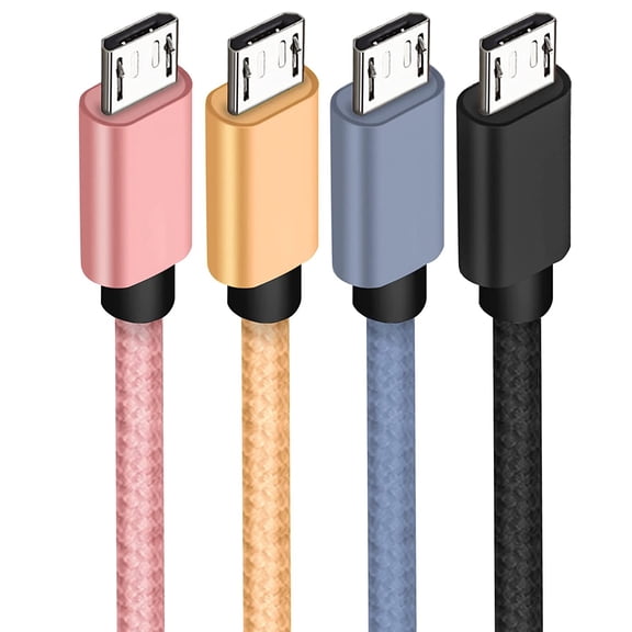 DFVYU-Short Micro USB Cable 4 Pack 8 Inch, USB 2.0 A-Male to Micro B Nylon Braided High Speed Charging Cable Compatible for Android Phone, Power Bank, TV Stick and Tablet
