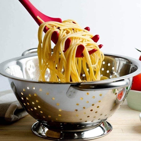 DFVYU-Silicone Pasta Fork (11.2"), 2-Pack Spaghetti Server Spoon Heat Resistant 600F, Food Grade Pasta Spoon, BPA Free, Noodle Spoons. (Silicone)