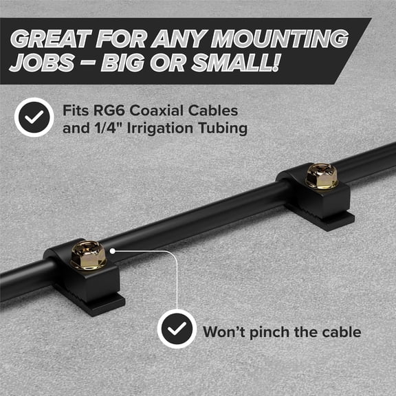 DFVYU-Single Cable Clips with Screws - 1/4 Inch Coaxial Cable Clamps Outdoor - Exterior Cord Management for Coax, CAT Ethernet, Electrical Wire - Screw Clamps for Wires - 100 PCS, Black