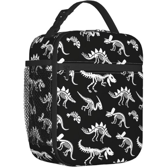 DFVYU-Skeleton Dinosaur Fossil Primitive Halloween Insulated Lunch Bag Portable Lunch Box Reusable Totes For Women Men