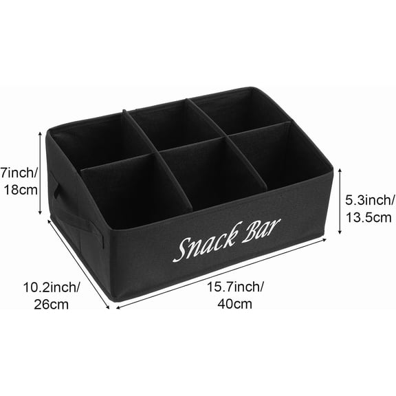DFVYU-Snack Organizer for Countertop, Fabric Snack Bar with Handles, 6 Compartment Snack Bar Station Decor Pantry Organizer Basket Kitchen Storage Containers for Storing Chips Cookies