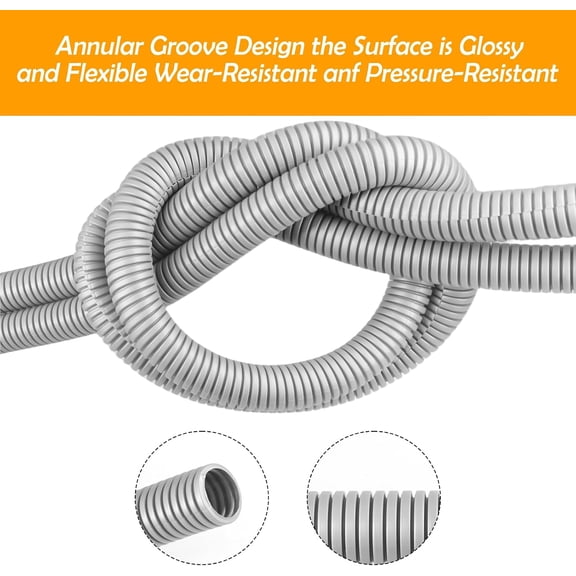 DFVYU-Split Wire Loom Tubing,33FT 29/64Inch(11.6mm) Grey PP Insulated Corrugated Pipe Wire Car Cable Heat Resistant Protective Sleeve Cord Protectors from Pets No Chew Electric Wire Cover