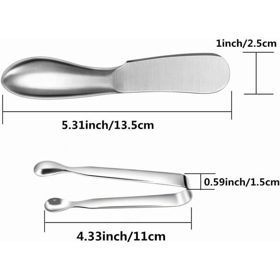 DFVYU-Spreader Knife Set,6-Piece Cheese and Butter Spreader Knives,Mini Serving Tongs,Stainless Steel Multipurpose Butter Knives