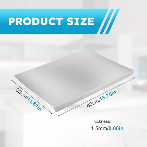 DFVYU-Stainless Steel Cutting Board with Lip, Steel Cutting Boards for Kitchen, 40x30cm/15.7x11.8in L Shape Pastry Baking Board, Kneading Board Cutting Mats, for Meat Vegetables Bread