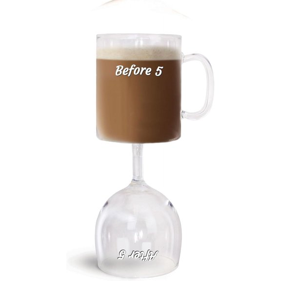 DFVYU-. The Before & After 5 Coffee & Wine Glass, 2-In-1 Reversible Novelty Coffee Cup & Wine Glass
