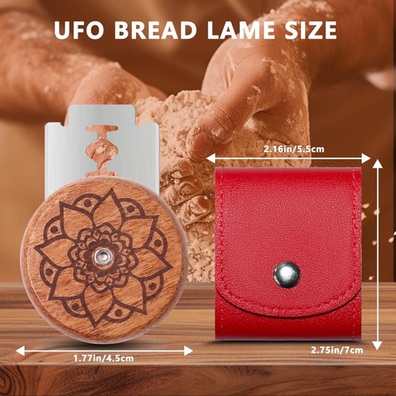 DFVYU-UFO Bread Lame Cutter for Homemade Sourdough,Bread Scorer Tool for Sourdough with 5 Blades and Case,Slashing Tool Bread Cutting Knife for Artisan Bread and Baguette Makers,Lotus-red