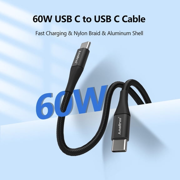 DFVYU-USB C to USB C Cable, 4Ft 3A Fast Charging USB C Woven Cord, 60W iPhone USB C Cable Car Play Charging Data Cable for for iPhone 17/16/15/Samsung Galaxy S24/S23/iPad Pro 2021/iPad Pro - Black