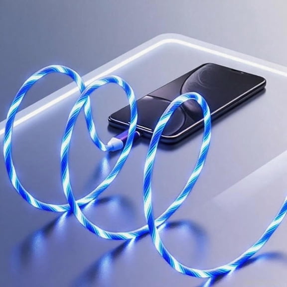 DFVYU-USB C to C Charger Cable PD Fast Charge and High Speed Sync Visible LED Current Flowing Compatible with All USBC Device-39Inches Blue