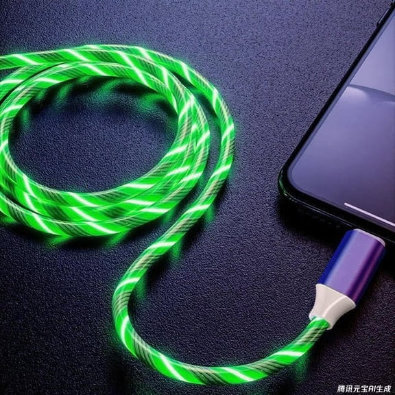 DFVYU-USB C to C Charger Cable PD Fast Charge and High Speed Sync Visible LED Current Flowing Compatible with All USBC Device-39Inches Green