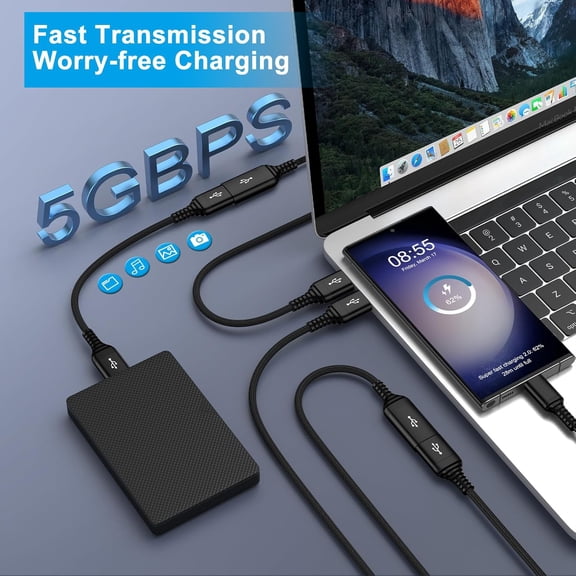 DFVYU-USB Extension Cable 10FT, 2 Pack High Speed USB3.0 Extension Cord Type A Male to Female USB Extender Cable 5Gbps Fast Data Transfer Extender Cord for Keyboard,Webcam,Flash Drive,Printer,Camera,