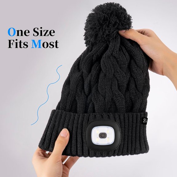 DFVYU-Unisex Winter Beanie with The Light,Gifts for Men and Women,USB Rechargeable Headlamp Hat