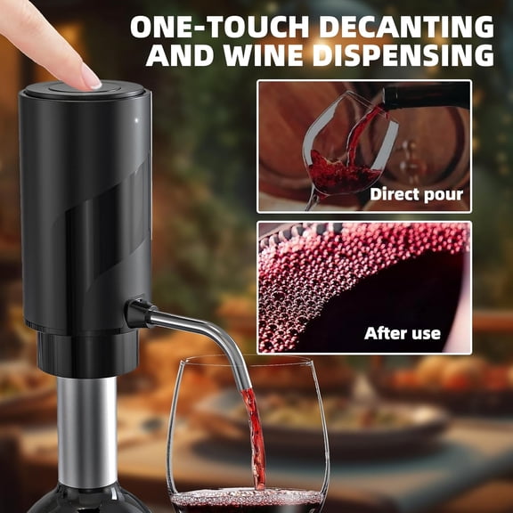 DFVYU-Wine Aerator Electric Wine Decanter Automatic Wine Aerator, Wine Dispenser Wine pourer with USB Rechargeable,Wine Lover for women&Men(Black-ABS)