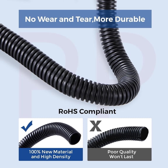 DFVYU-Wire Loom 1/2 inch 10ft, Split Loom, Cord Protectors from Pets, Wire Protector Tubing, Flexible Wire Conduit, Electrical Cord Cover for Automotive, Black