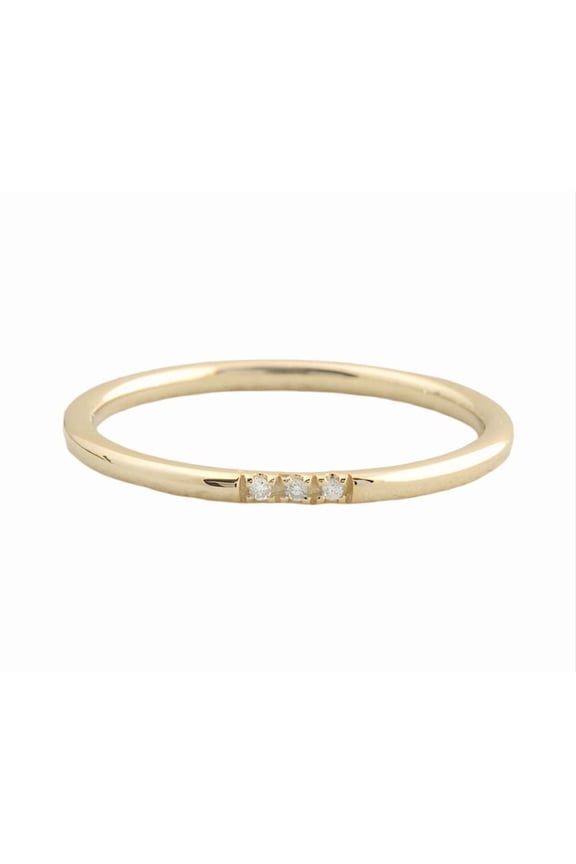 14K Yellow Gold 3 Stone Diamond Wedding Band
