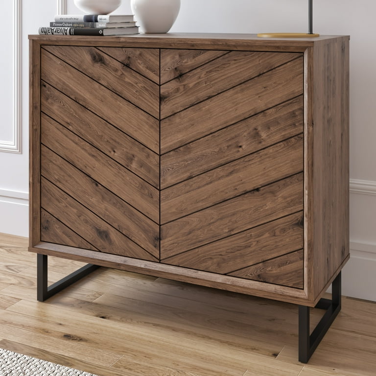 DG Casa Anton Modern Accent Chest Cabinet Table with 2 Doors Adjustable Height Storage Organization Shelf for Hallway Entryway Living Room