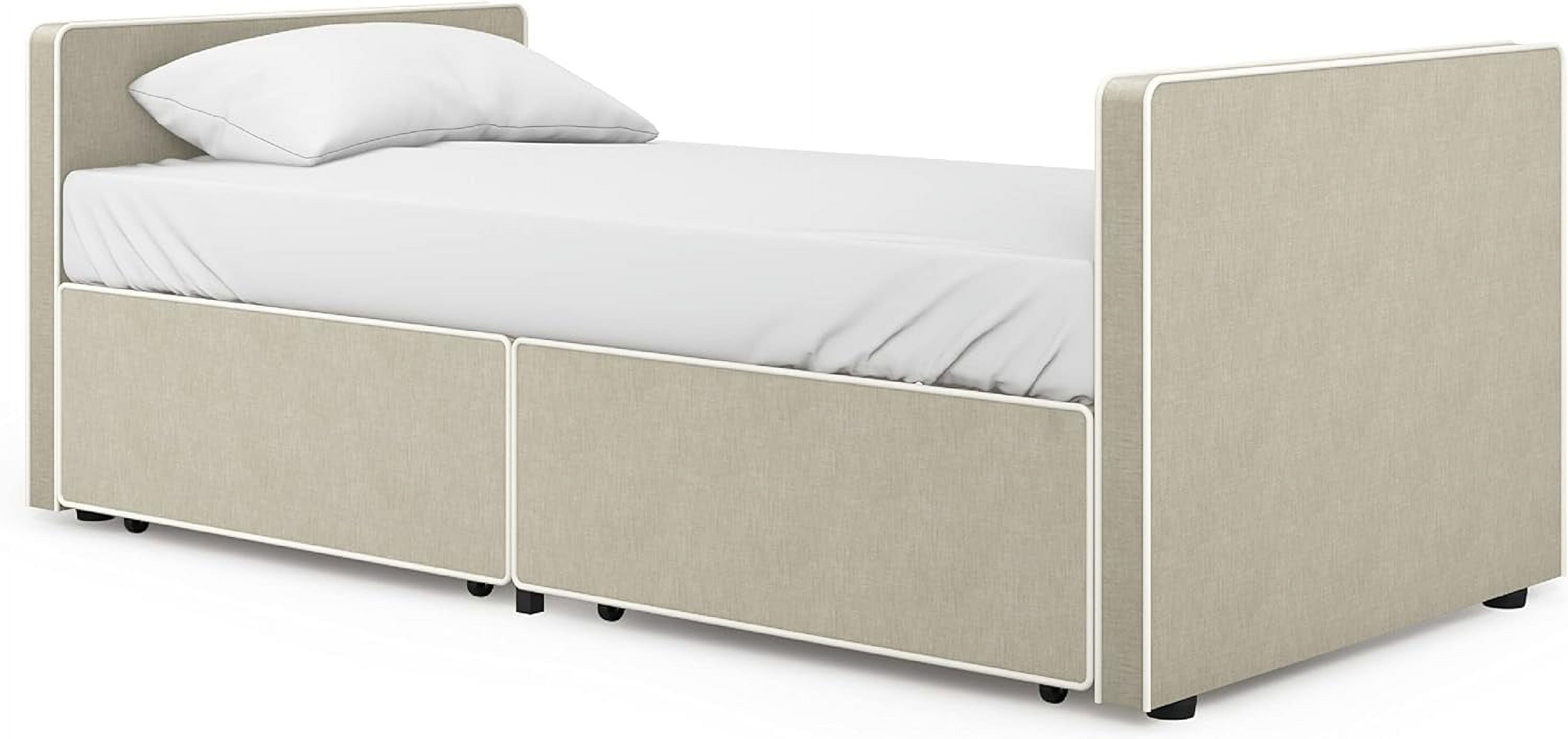 DG Casa Caden Upholstered Twin Bed Frame with Storage Drawers No Box