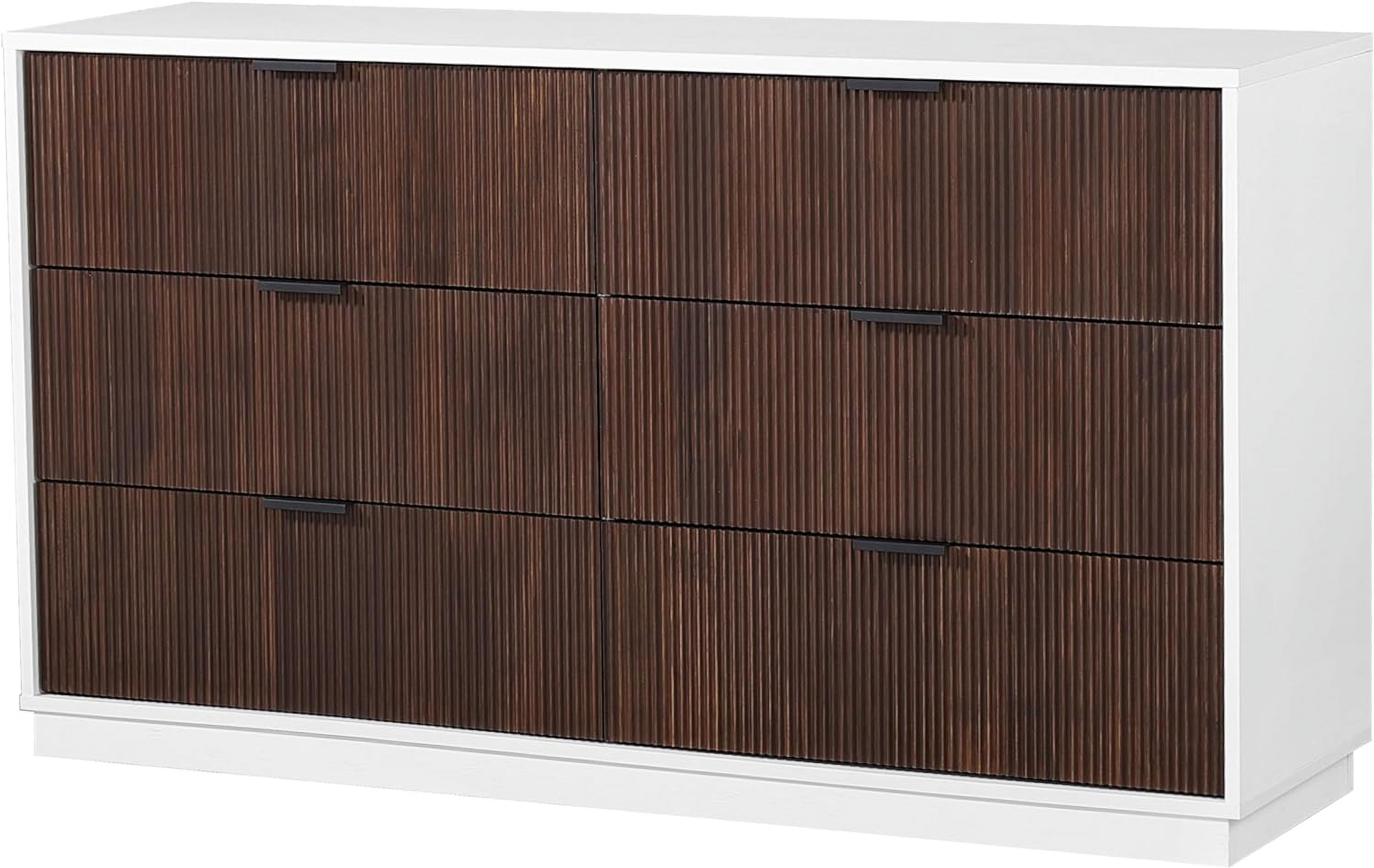 DG Casa Easton Modern 6Drawer White Dresser in Walnut with Metal