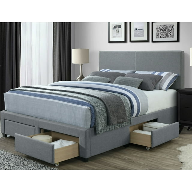 DG Casa Kelly Panel Bed Frame with Storage Drawers and Upholstered ...