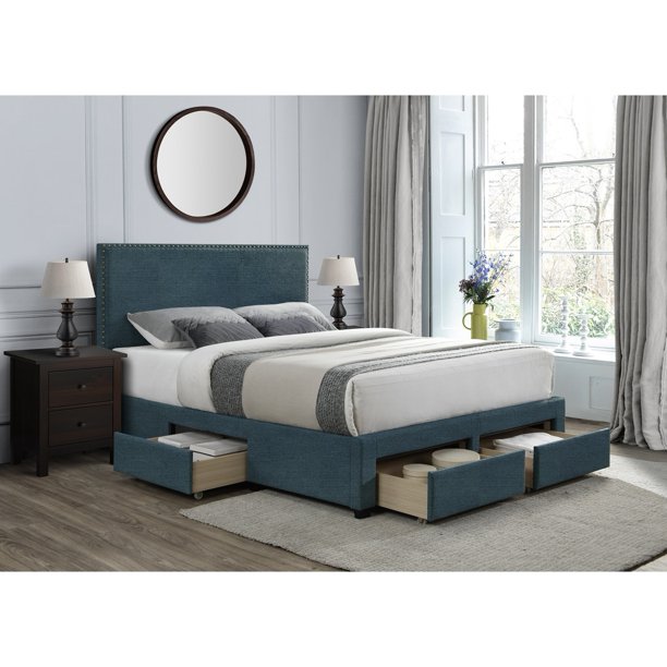 DG Casa Lucas Modern Upholstered Platform Storage Bed King or Queen