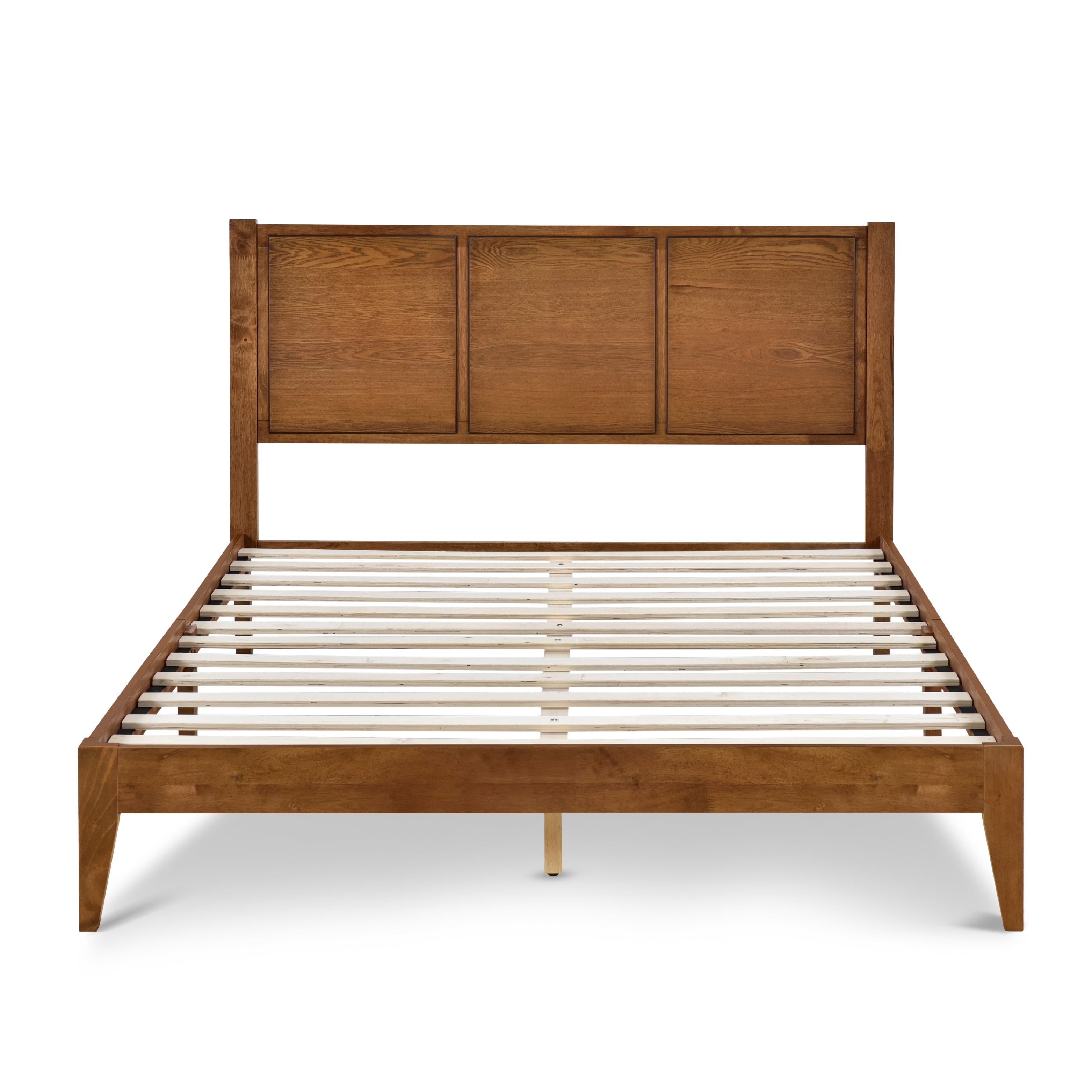 DG Casa Mason Queen Walnut Solid Rubberwood Bed Frame, Paneled