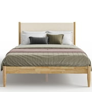 DG Casa Reign Queen Size Boucle Headboard Solid Wood Natural Mid Century Modern Bed