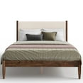 thumbnail image 1 of DG Casa Reign Queen Size Boucle Headboard Solid Wood Walnut Mid Century Modern Bed, 1 of 10