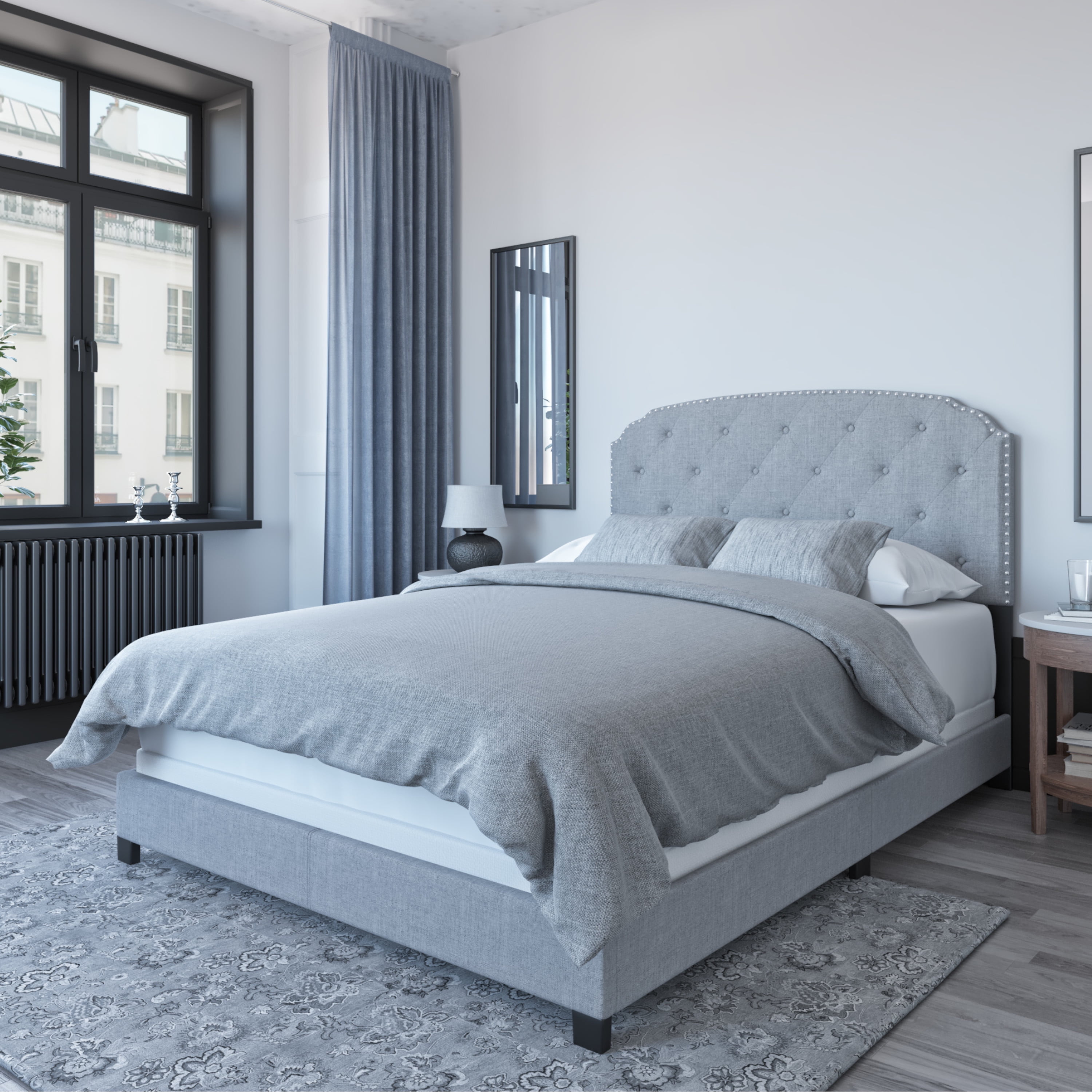DG Casa Wembley Upholstered Panel Bed with Diamond Button Tufted