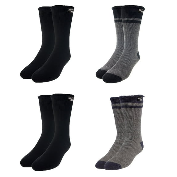 DG Hill Men's & Women's Heat Trapping Crew Thermal Lined Boot Socks, 4 Pairs, Unisex Adult