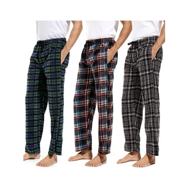 DG Hill Mens Pajama Pants, Fleece Lounge Pants Sleepwear Plaid PJs with Pockets, 3-Pack