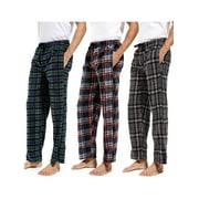 DG Hill Mens Pajama Pants, Fleece Lounge Pants Sleepwear Plaid PJs with Pockets, 3-Pack