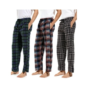DG Hill Mens Pajama Pants, Fleece Lounge Pants Sleepwear Plaid PJs with Pockets, 3-Pack