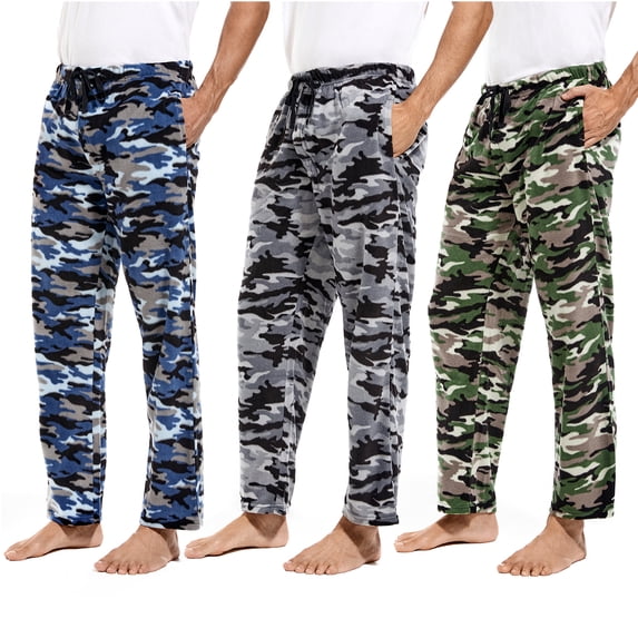 DG Hill Mens Pajama Pants Plaid Fleece Lounge Sleepwear With Pockets 3 Pack XS