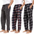 thumbnail image 1 of DG Hill Mens Pajama Pants Plaid Fleece Lounge Sleepwear With Pockets 3 Pack L, 1 of 7