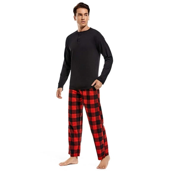 DG Hill Pajama Set, 2 Piece Sleepwear Set for Men, Henley Top and PJ Pants