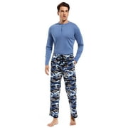 DG HILL Pajama Set, 2 Piece Sleepwear Set for Men, Henley Top and PJ Pants