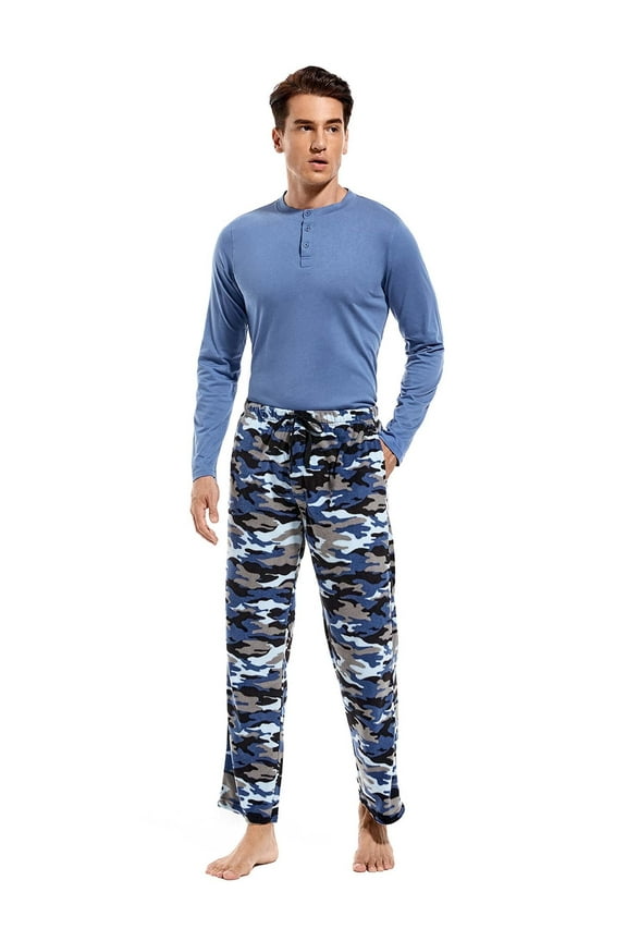 Pajama Set, 2 Piece Sleepwear Set for Men, Henley Top and PJ Pants
