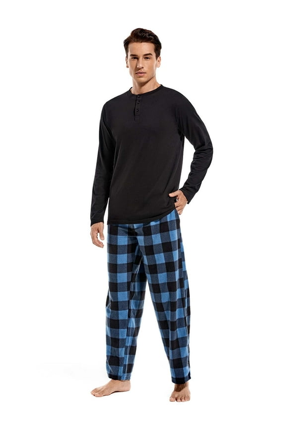 Pajama Set, 2 Piece Sleepwear Set for Men, Henley Top and PJ Pants