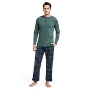 DG Hill Pajama Set, 2 Piece Sleepwear Set for Men, Henley Top and PJ Pants