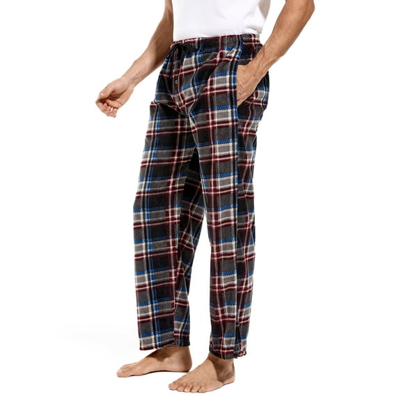 DG Hill Mens Pajama Pants, Fleece Pajama Bottoms with Pockets, Plaid or Camo Mens Sleep Pants