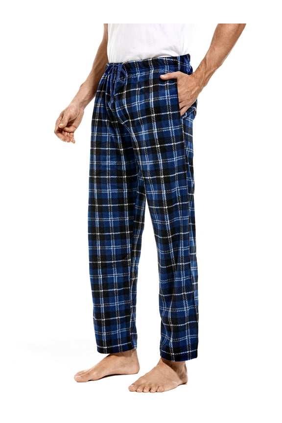 Mens Pajama Pants, Fleece Pajama Bottoms with Pockets, Plaid or Camo Mens Sleep Pants