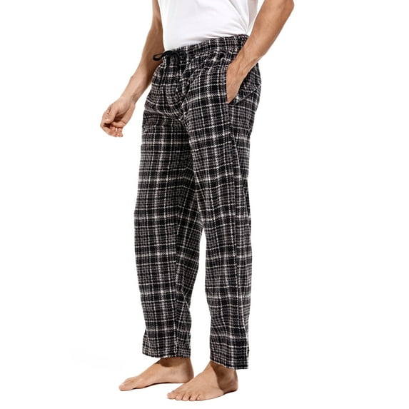 DG Hill Mens Pajama Pants, Fleece Pajama Bottoms with Pockets, Plaid or Camo Mens Sleep Pants