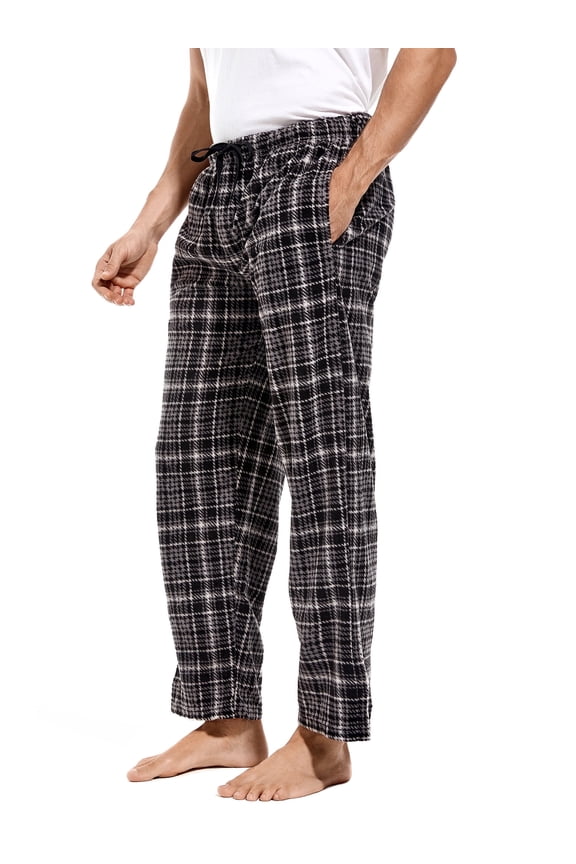 Mens Pajama Pants, Fleece Pajama Bottoms with Pockets, Plaid or Camo Mens Sleep Pants