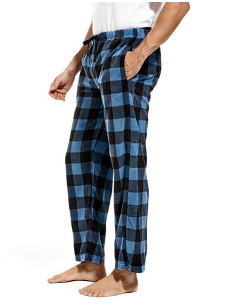 YUSHOW Matching Pjs for Couples,Plaid Pajama Set for Women and Men Soft  Warm Fleece Shirt and Pants Sleepwear Set, Blue Black Plaid, Medium
