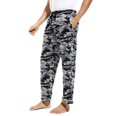 DG Hill Mens Pajama Pants, Fleece Pajama Bottoms with Pockets, Plaid or Camo Mens Sleep Pants